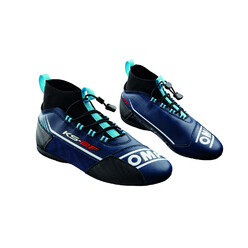 Bottines Karting OMP KS-2F Bleues Navy / Bleues Cyan