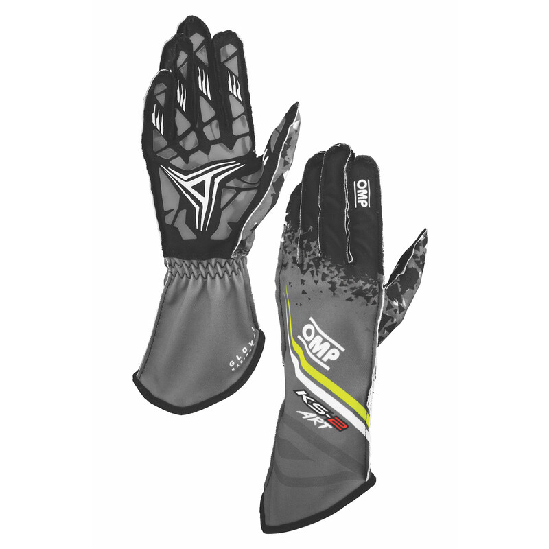 Gants Karting Adulte OMP KS-2 ART Anthracite / Jaunes Fluo
