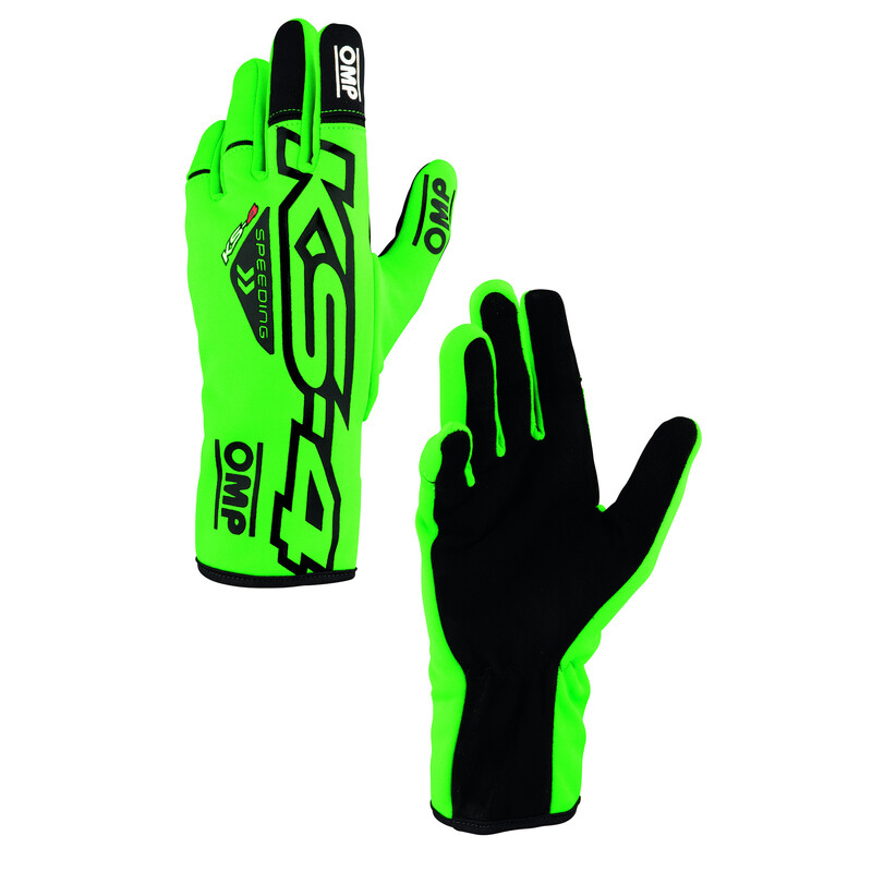 Gants Karting Adulte OMP KS-4 Verts Fluo / Noirs
