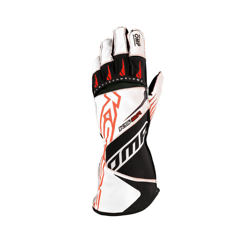 Gants Karting Enfant OMP KS-2R Blancs / Noirs / Rouges