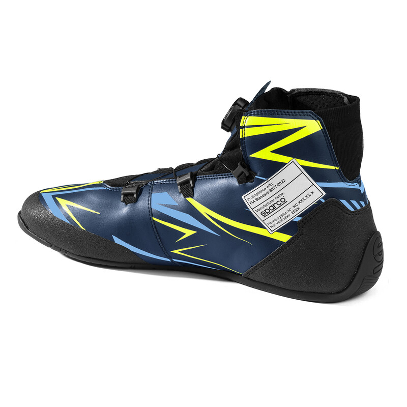 Bottines Karting Sparco K-Rapid Rotor Bleues & Jaunes (FIA 8877-2022)