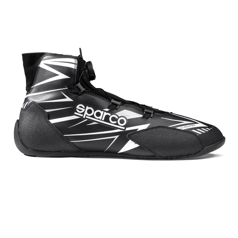 Bottines Karting Sparco K-Rapid Rotor Enfant Noires & Blanches (FIA 8877-2022)