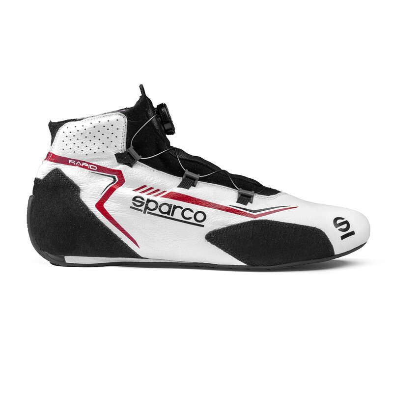 Bottines Sparco Rapid Rotor Blanches & Rouges (FIA)