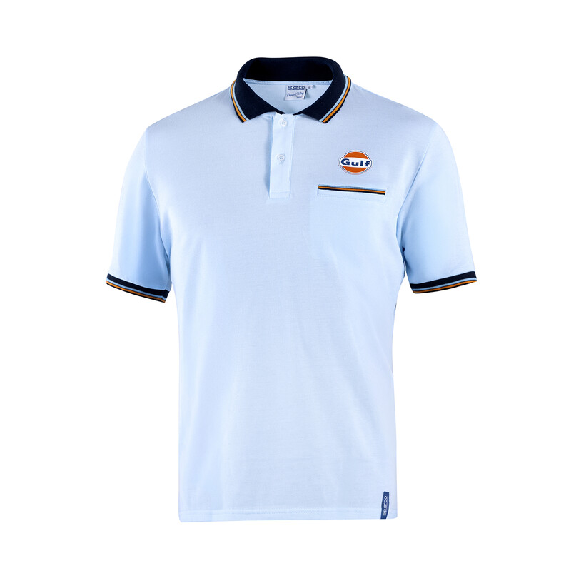 Polo Piquet à Poche Sparco Gulf Bleu Céleste