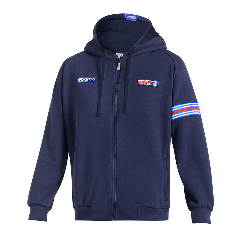 Sweat Zippé à Capuche Sparco Martini Racing Bleu Marine