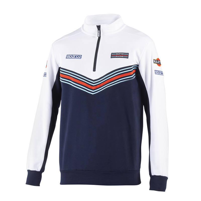 Sweat Zippé Mi-Hauteur Sparco Martini Racing Bleu & Blanc