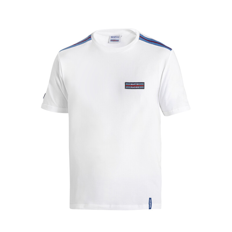 T-Shirt Top Stripes Sparco Martini Racing Blanc