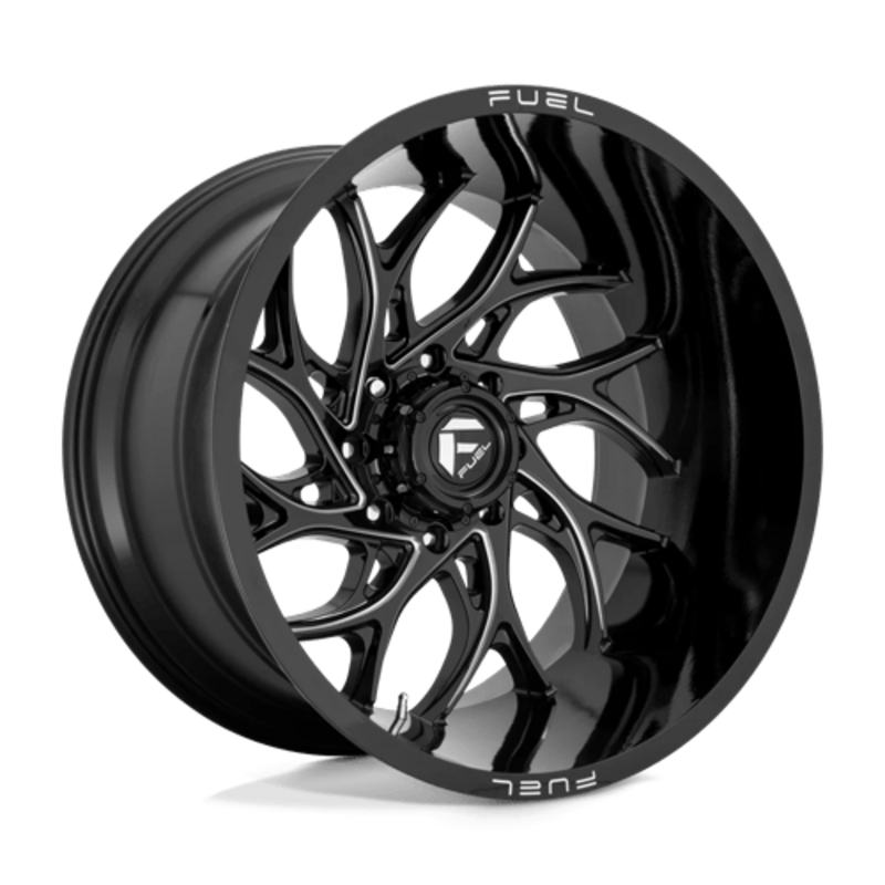 Fuel D741 Runner 24x14" 8x170 ET-75, Noir Brillant, Branches Usinées