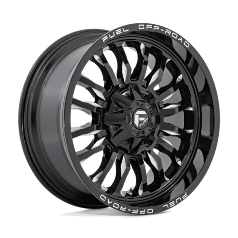 Fuel D795 Arc 22x12" 6x135/139.7 ET-44, Noir Brillant, Branches Usinées