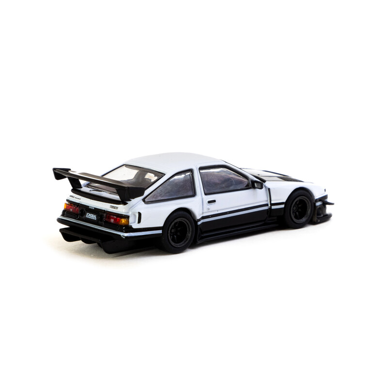 Tarmac Works 1/64 - Toyota Sprinter Trueno AE86 Widebody | Blanc / Noir + Cartes à Collectionner