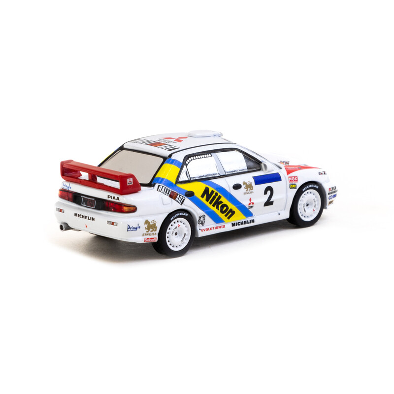 Tarmac Works 1/64 - Mitsubishi Lancer Evolution III, Hong Kong-Beijing Rally 1995 Winner, K. Eriksson / S. Parmander