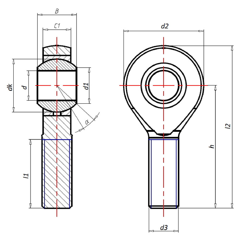 Rotule Askubal Motorsport Série 452, Mâle, Filetage Fin, Avec Réducteur
