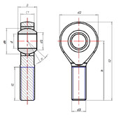 Rotule Askubal Motorsport Série 525, Mâle, Filetage UNF