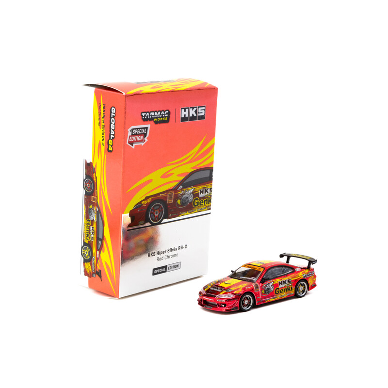 Tarmac Works 1/64 - Nissan Silvia S15 HKS Hiper Silvia RS-2, Rouge Chrome