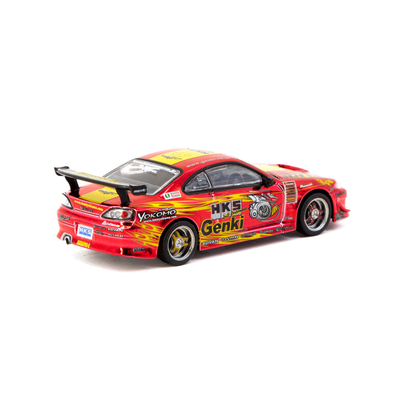 Tarmac Works 1/64 - Nissan Silvia S15 HKS Hiper Silvia RS-2, Rouge Chrome