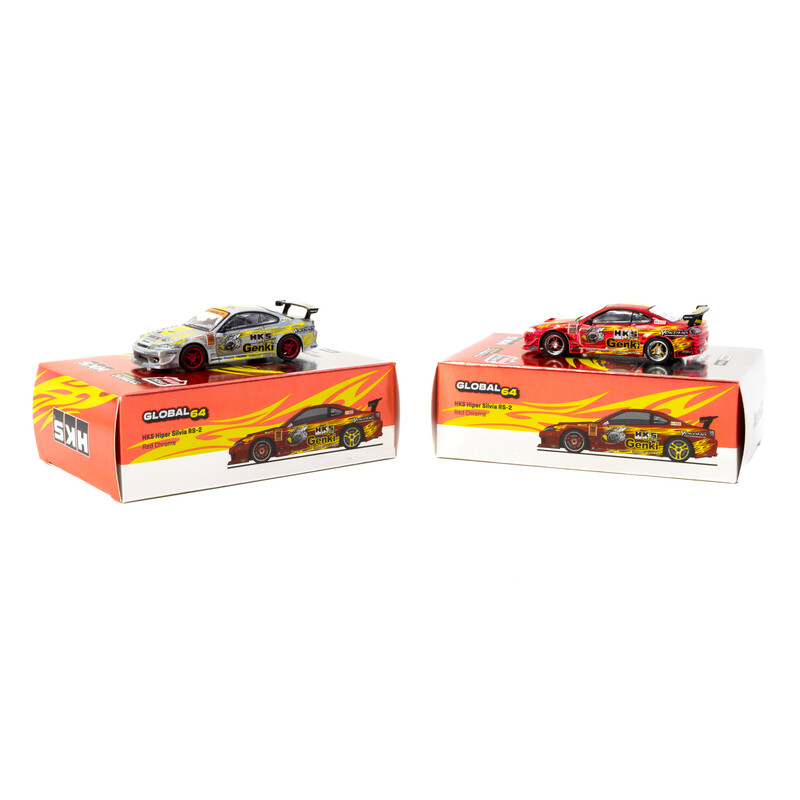 Tarmac Works 1/64 - Nissan Silvia S15 HKS Hiper Silvia RS-2, Rouge Chrome
