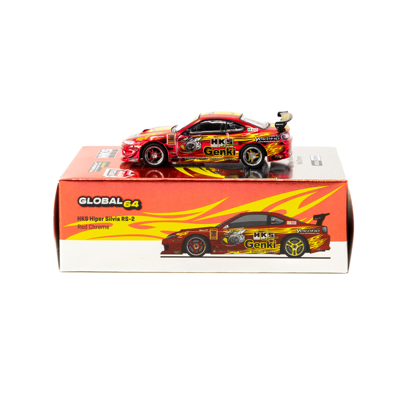 Tarmac Works 1/64 - Nissan Silvia S15 HKS Hiper Silvia RS-2, Rouge Chrome