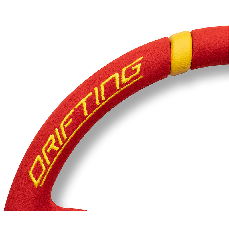 Volant Momo Drifting Rouge, Tulipé (90 mm), Microfibre Rouge, Branches Anthracite - 35 cm