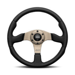 Volant Momo Race 2.0 Tulipé (40 mm), Cuir Noir, Branches Anthracite - 35 cm