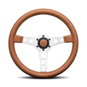Volant Momo Prototipo Heritage Tulipé (39 mm), Cuir Tabac, Branches Alu - 35 cm
