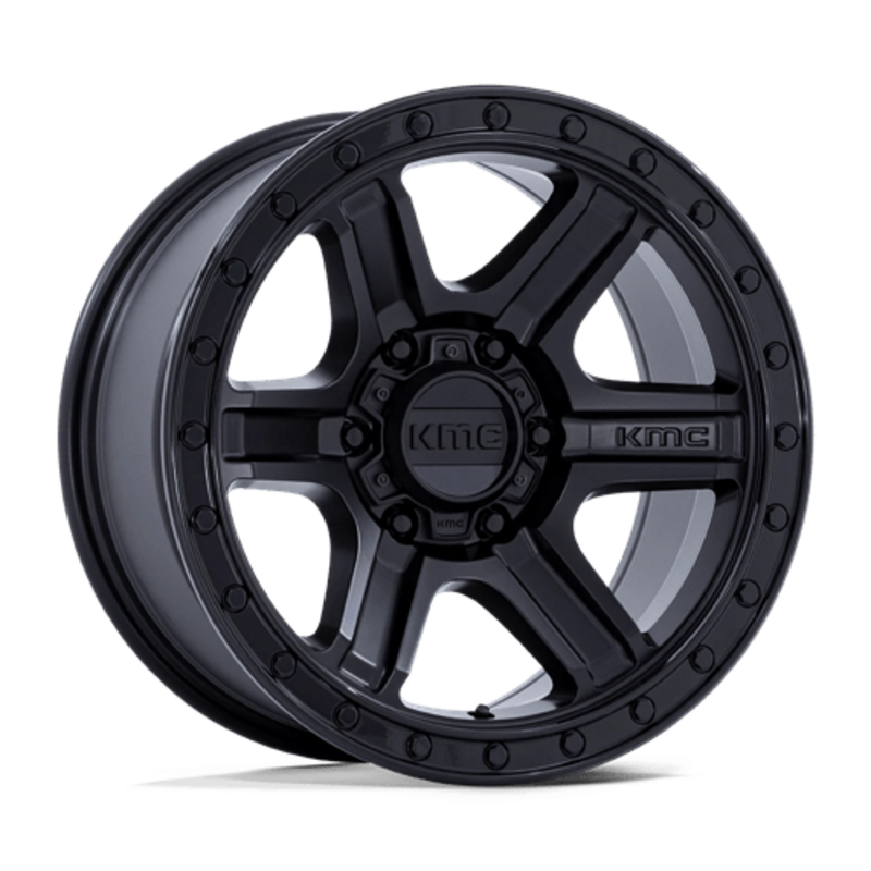 KMC KM551 Outrun 17x8.5" 6x139.7 ET18, Noir Mat, Rebord Brillant