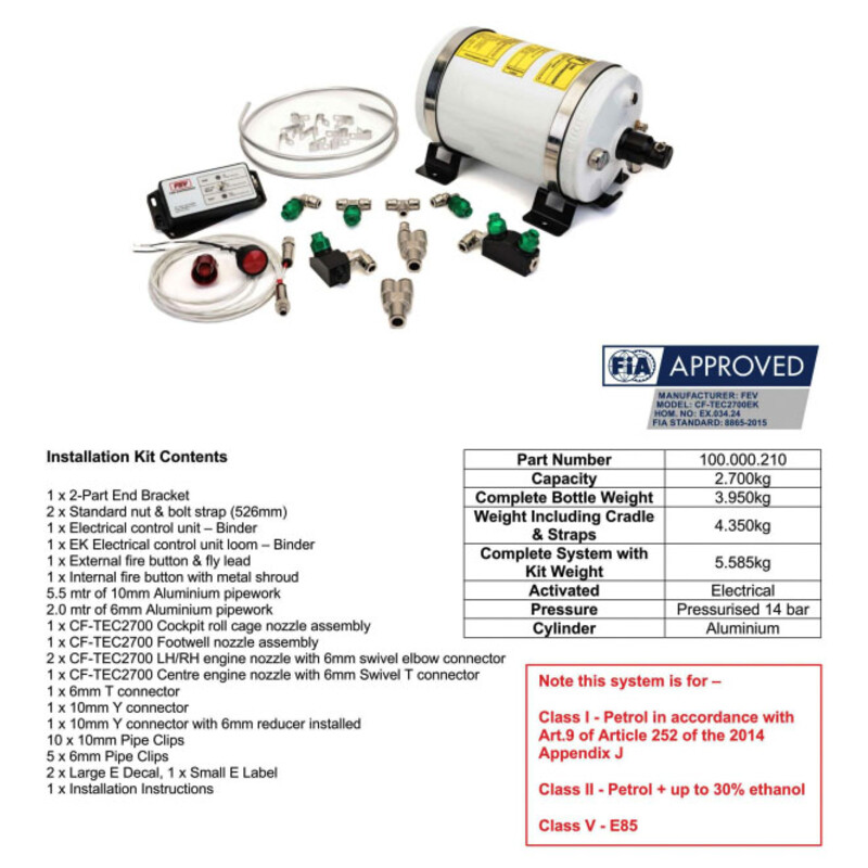 Kit Extincteur Automatique FEV Coldfire E85 2.7L (FIA)